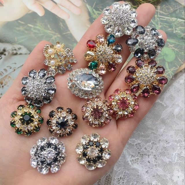 Summer new buttons, mushroom-shaped shirts with rhinestones, cardigans,  all-match crystal buttons, clothes decoration - AliExpress